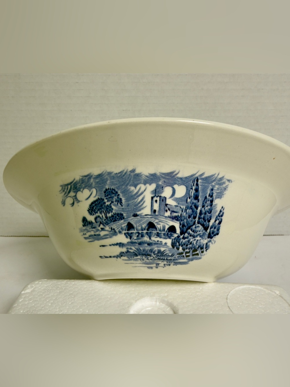 Vintage Enoch Wedgwood Countryside Blue White Ironstone Serving Bowl